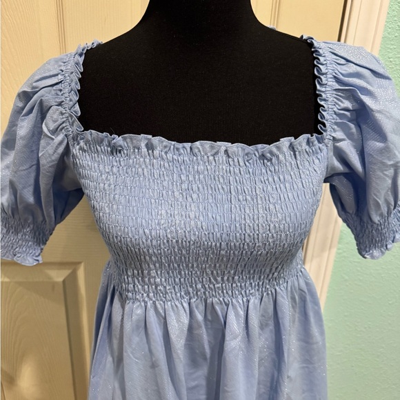 Hill House Athena Nap Dress Light Blue Silver Sparkle - Picture 2 of 5